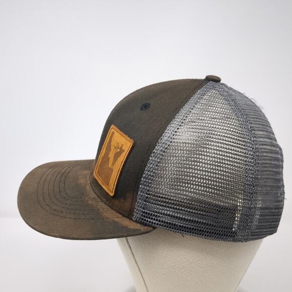 Idaho State Leather Patch Snapback Trucker Hat Black OS Arcadian Outfitters - Picture 3 of 9